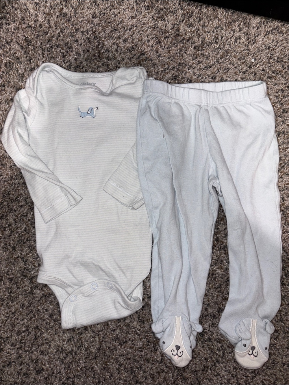 Carter's Pale Blue Striped Baby One-Piece with Footed Pants